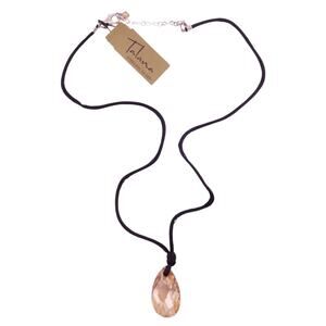 Talana Crystal Lized Lt Colorado Topaz Crystal on Black Silk Cord Necklace NWT